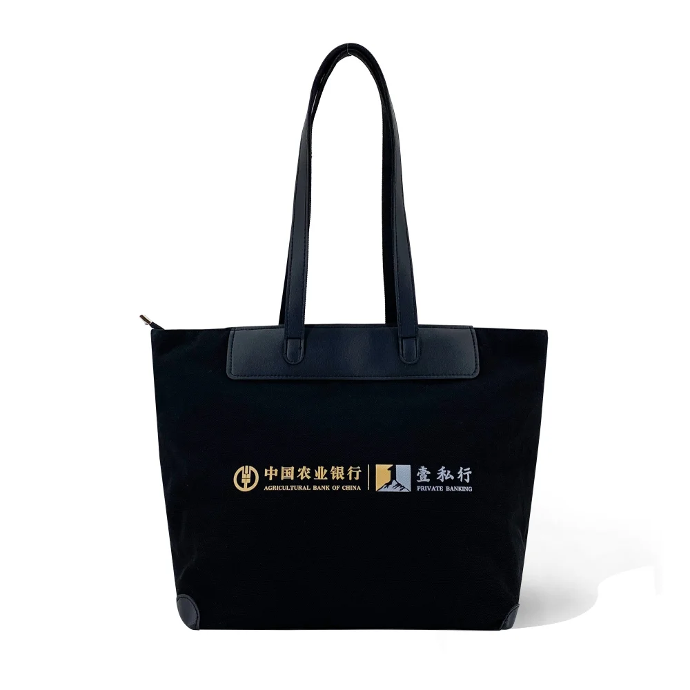 16oz Classic Luxury Cotton Canvas Tote Bag with Leather Handle Customized Logo Fashionable Design - CT-24507 - Detail