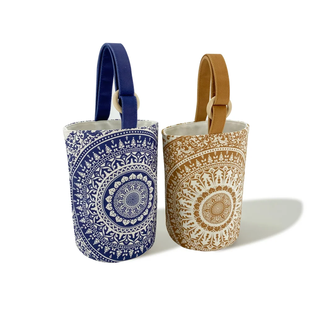 Classic Pattern Recyclable Bucket-Shaped Cotton Tote Bag Fashionable and Eco-Friendly - CT-24530