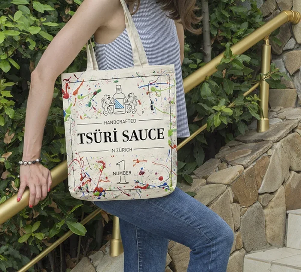 Custom printed reusable portable organic cotton tote bag - CT23A001 - Detail