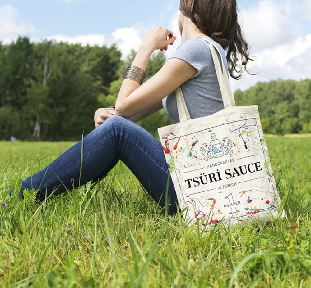 Custom printed reusable portable organic cotton tote bag - CT23A001 - Detail