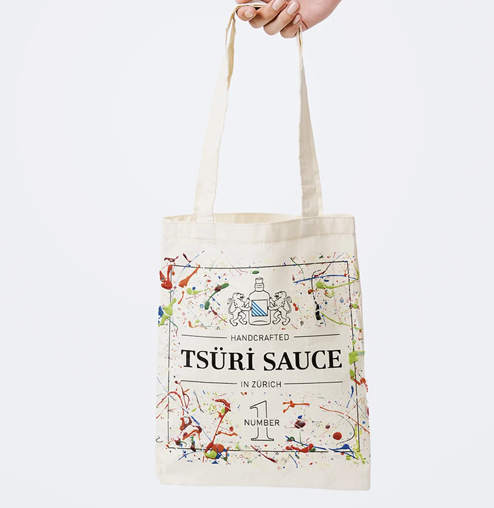 Custom printed reusable portable organic cotton tote bag - CT23A001
