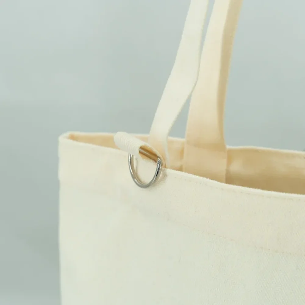 Organic Cotton Custom Printed Tote Bag with keychain ring - CT23A003 - Detail
