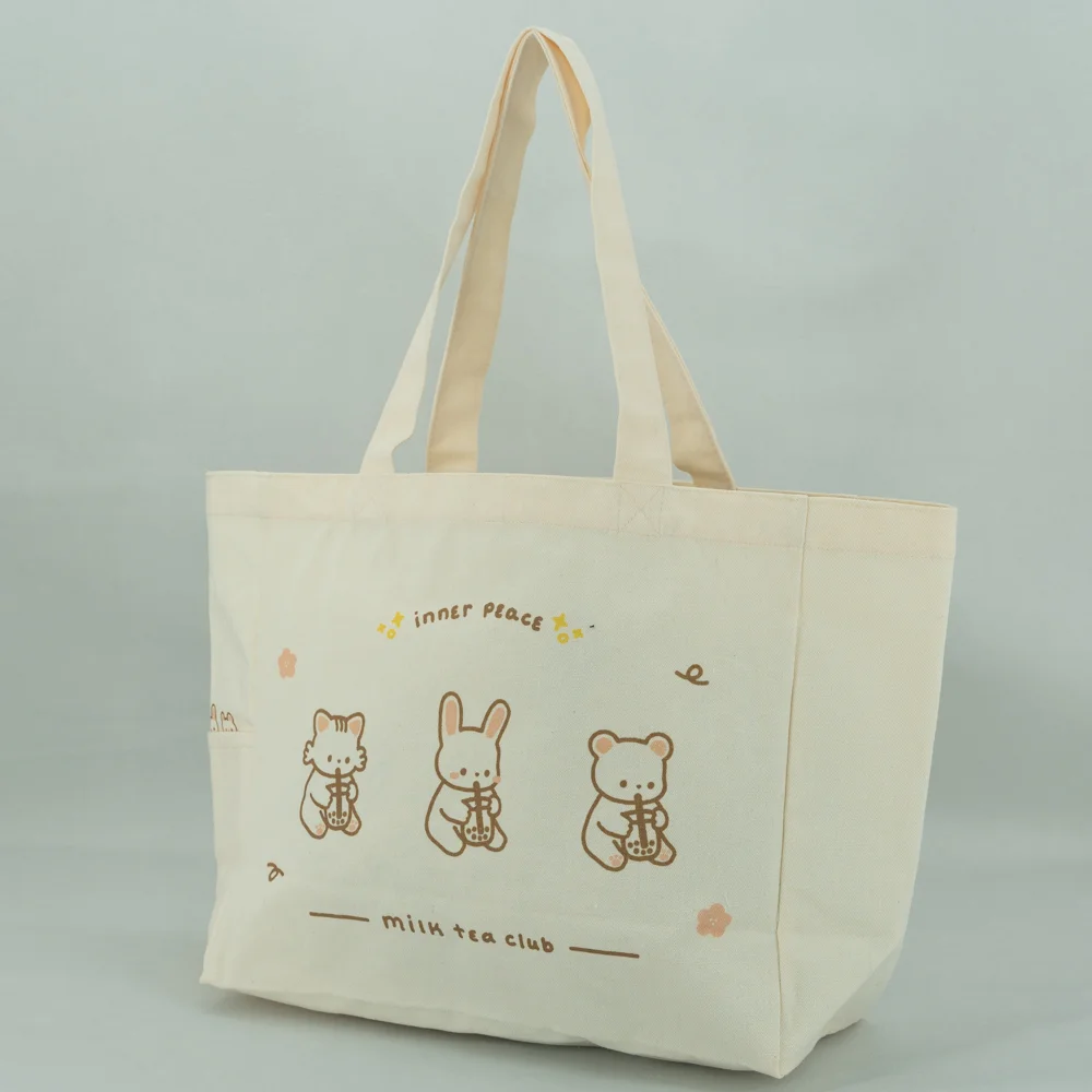 Beer design Organic Cotton Tote Bag with side pocket - CT23A004 - Detail