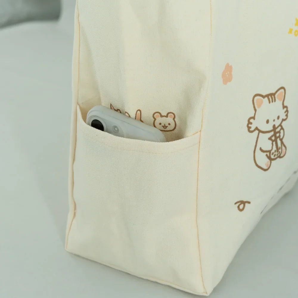 Beer design Organic Cotton Tote Bag with side pocket - CT23A004 - Detail