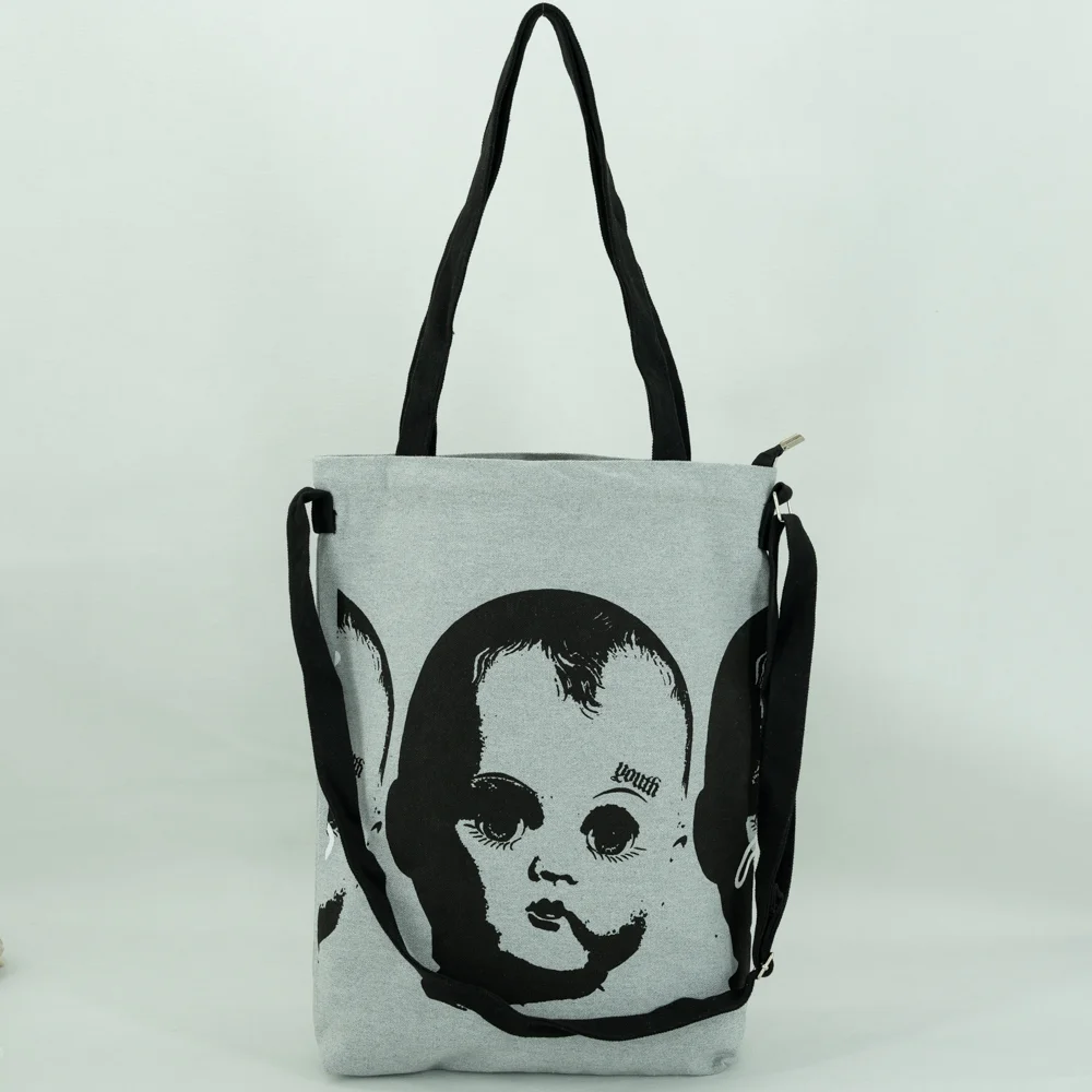 Pocket Inside Dual Purpose Canvas Tote shoulder Bag - CT23A006 - Detail