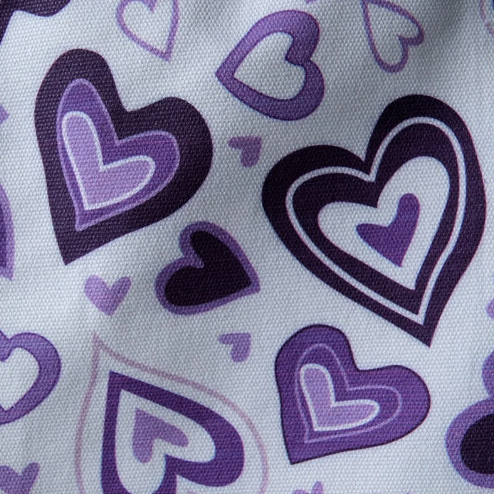Heart design pure cotton canvas tote bag with metal push button - CT23A031 - Detail