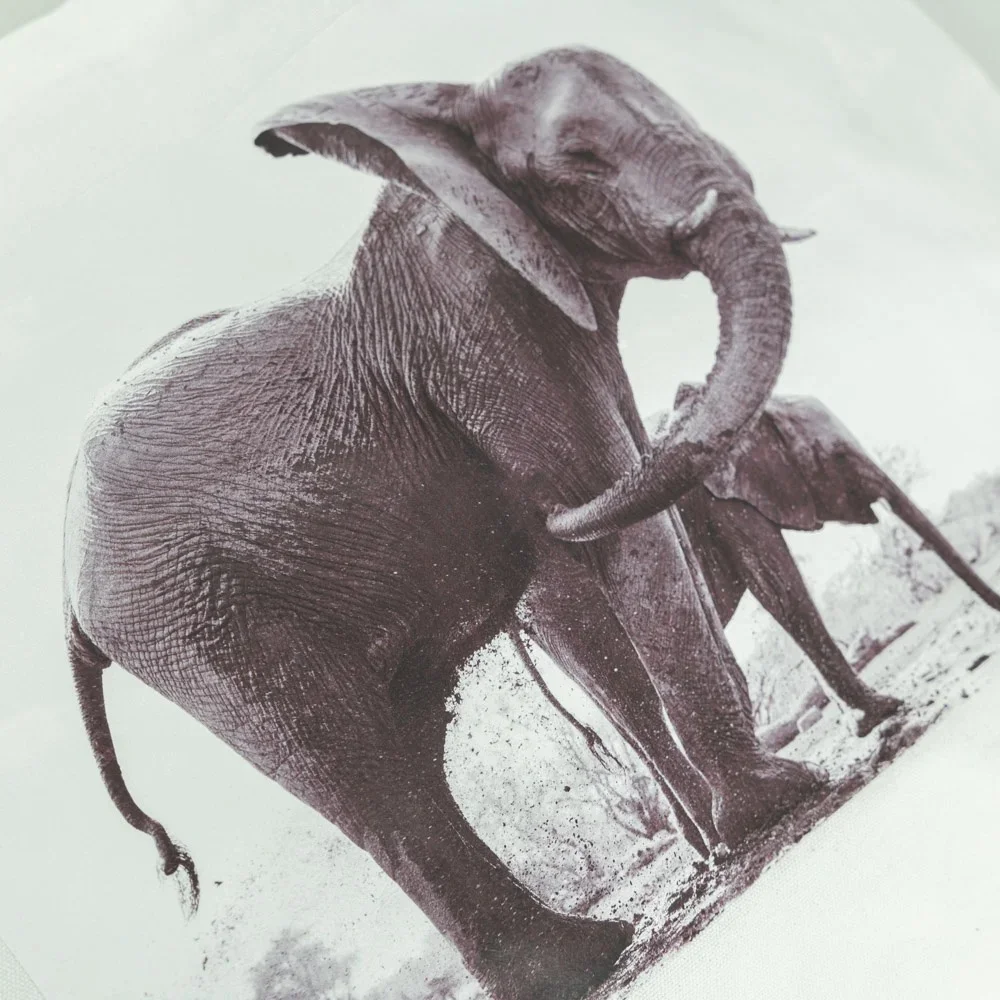 Large size elephant cotton canvas shopping bag - CT23R003 - Detail
