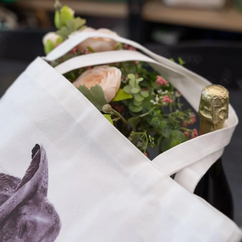 Large size elephant cotton canvas shopping bag - CT23R003 - Detail