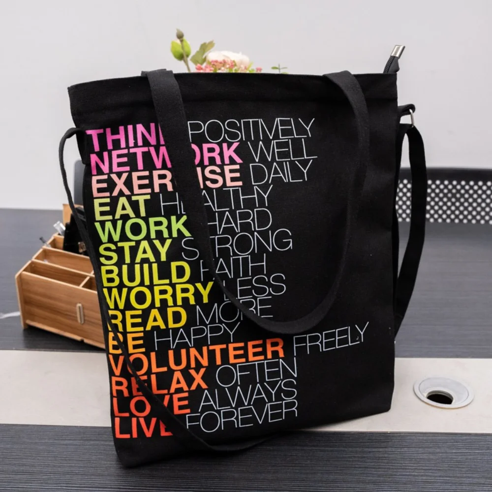 Classic Style Cotton Tote Bag With Shoulder Strap - CT23R004