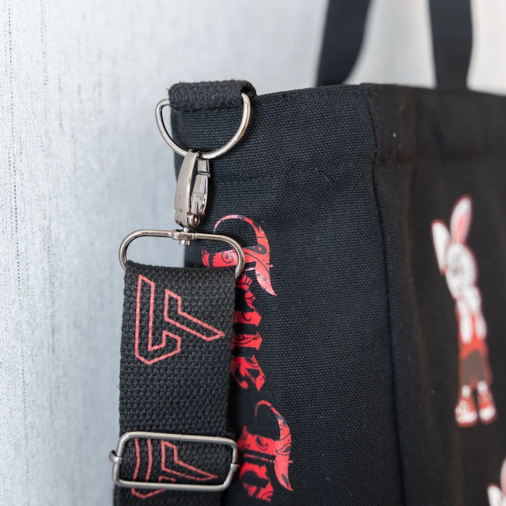 Customizable Cartoon Rabbit Cotton Tote Bag With Strap - CT23R007 - Detail