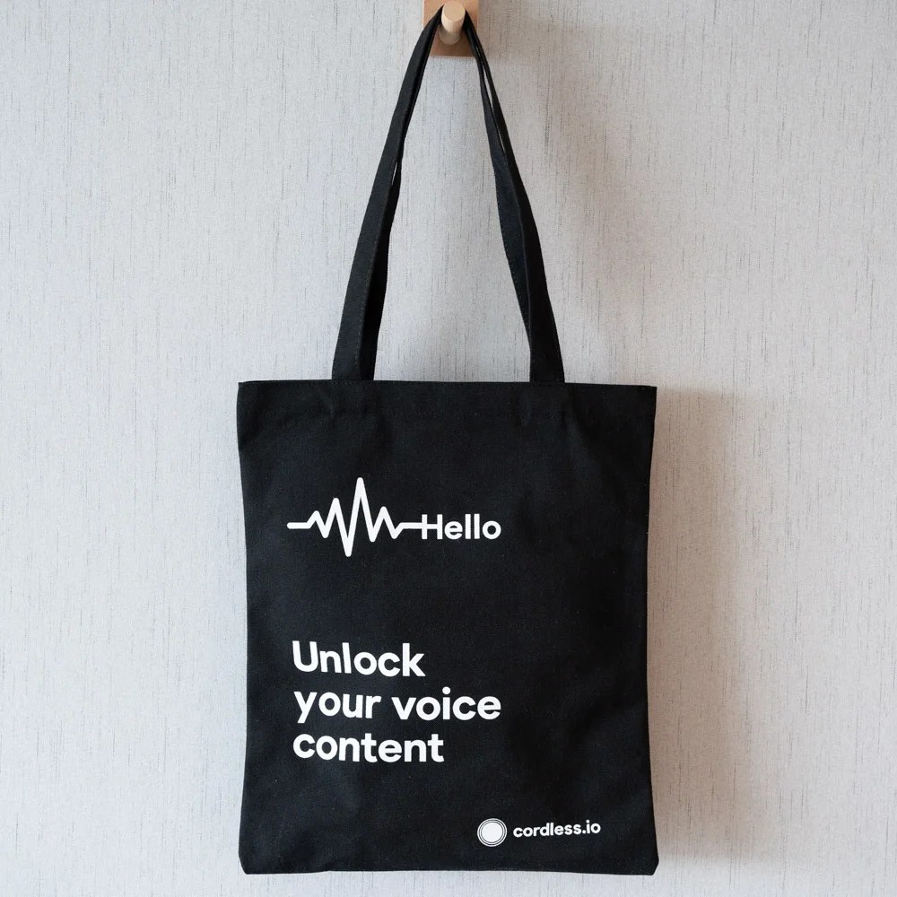 Black Durable Cotton Tote Bag With Silk Screen printing - CT23R014