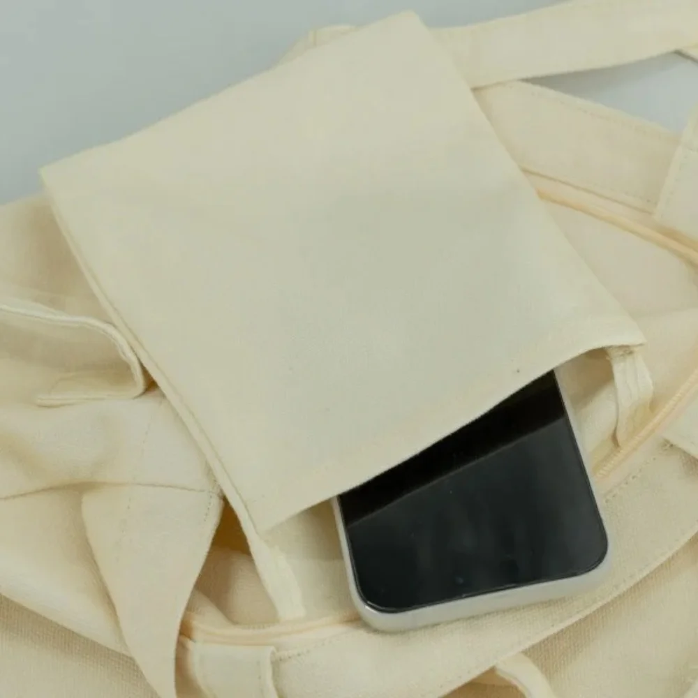 Large Size Multifunction Cotton Canvas Bag With Outside Pocket - CT23R016 - Detail