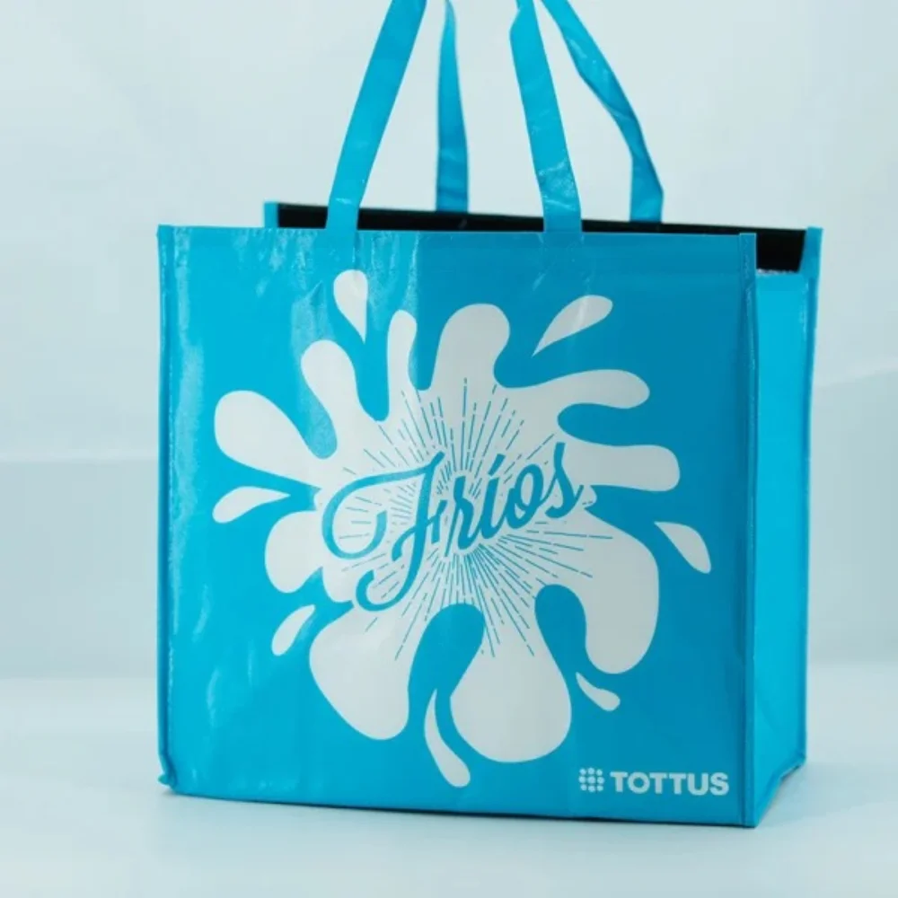 Laminated pp Fashion Blue Non Woven Big Laminated Lunch Cooler Bag with MAGIC TAPE closure - ICEK-1601 - Detail
