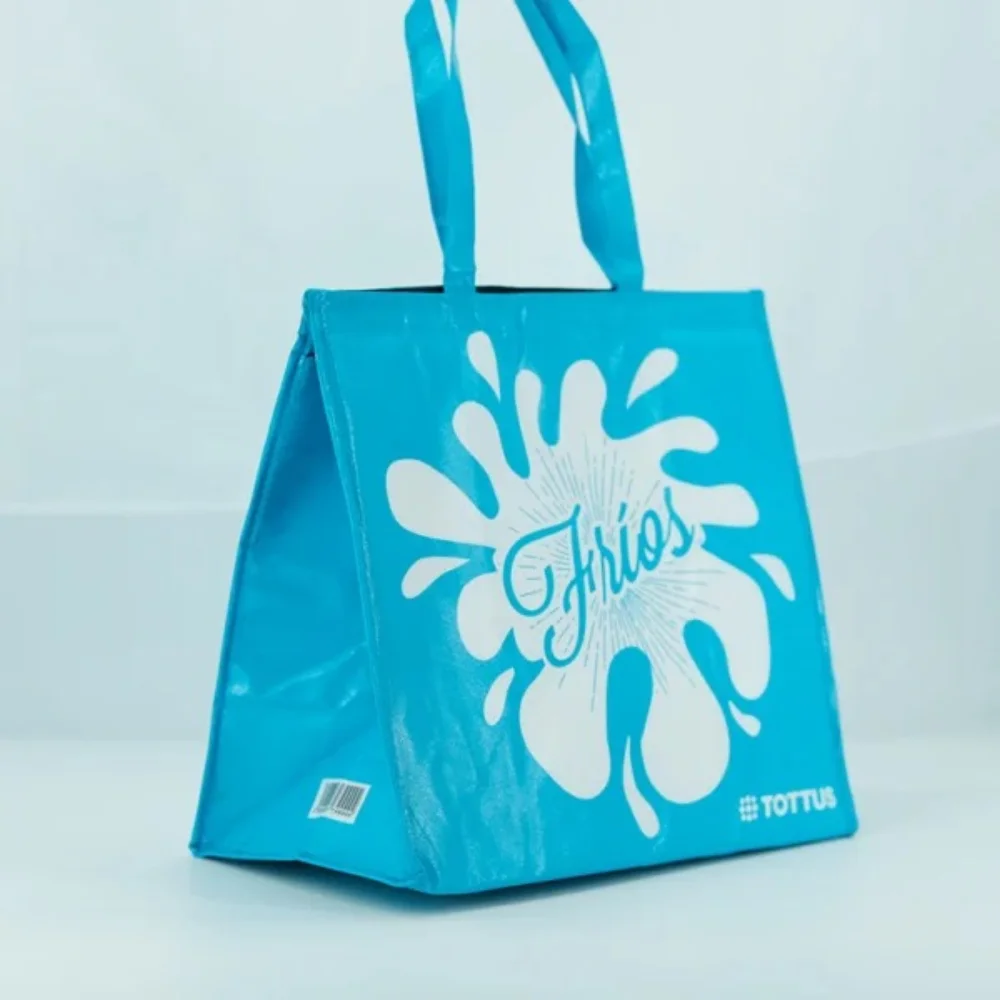 Laminated pp Fashion Blue Non Woven Big Laminated Lunch Cooler Bag with MAGIC TAPE closure - ICEK-1601 - Detail