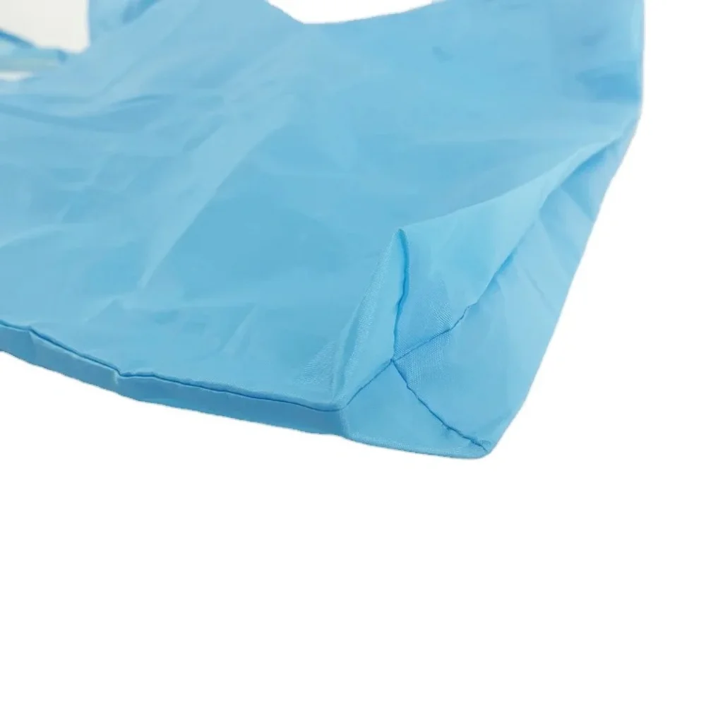 Hot Sale Foldable Blue 190T Nylon Polyester Tote Bags With Pocket For Supermarket - Detail