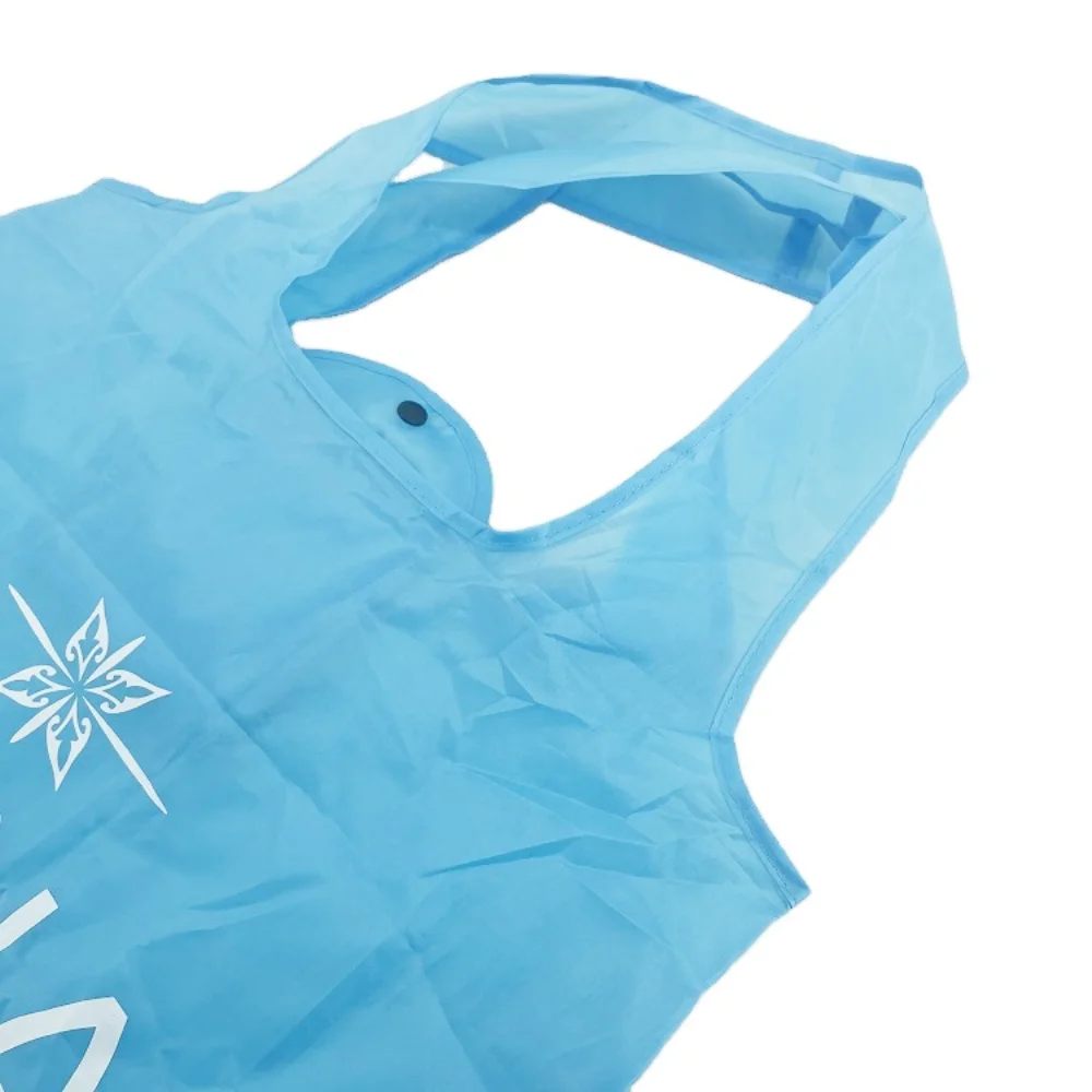 Hot Sale Foldable Blue 190T Nylon Polyester Tote Bags With Pocket For Supermarket - Detail