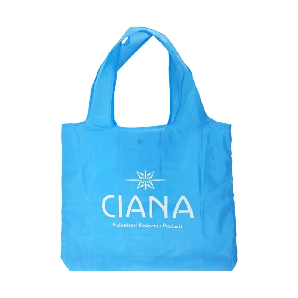 Hot Sale Foldable Blue 190T Nylon Polyester Tote Bags With Pocket For Supermarket