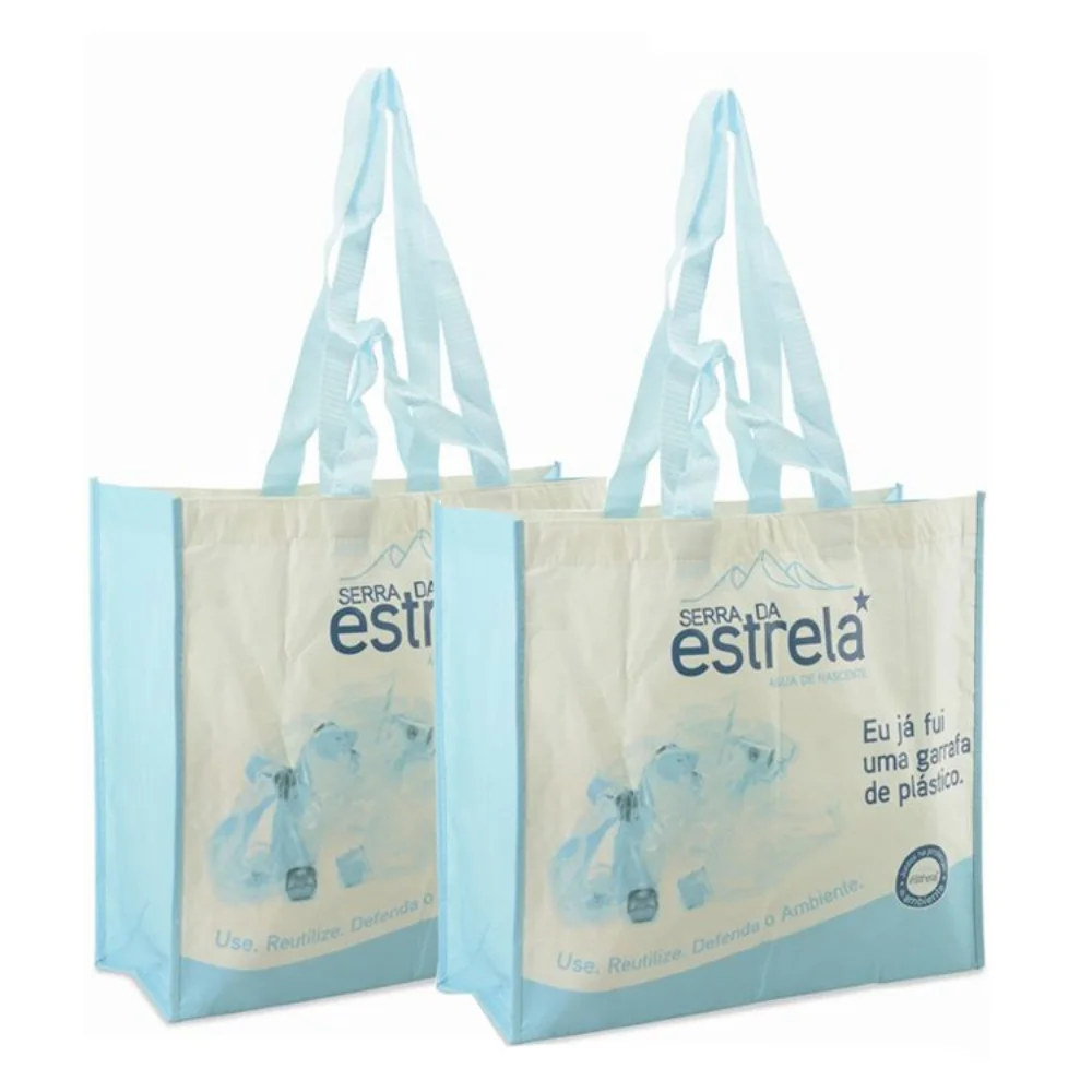 Custom Printed Waterproof 100% Reusabled Fashion Laminated Polypropylene Rpet Shopping Tote Bag With PP Webbing - JR22PT01