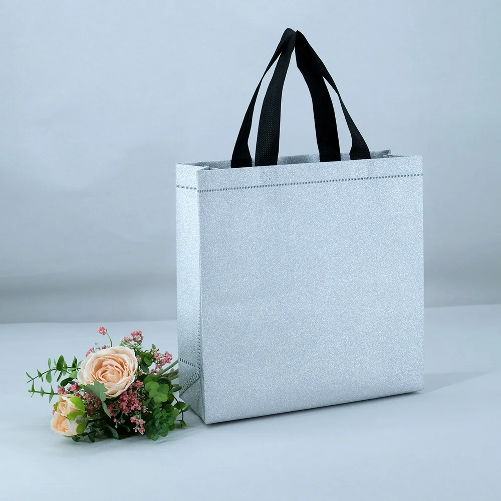 cheap wholesale Silver color laminated ultrasonic pp non woven shopping bag - JR23-UL03