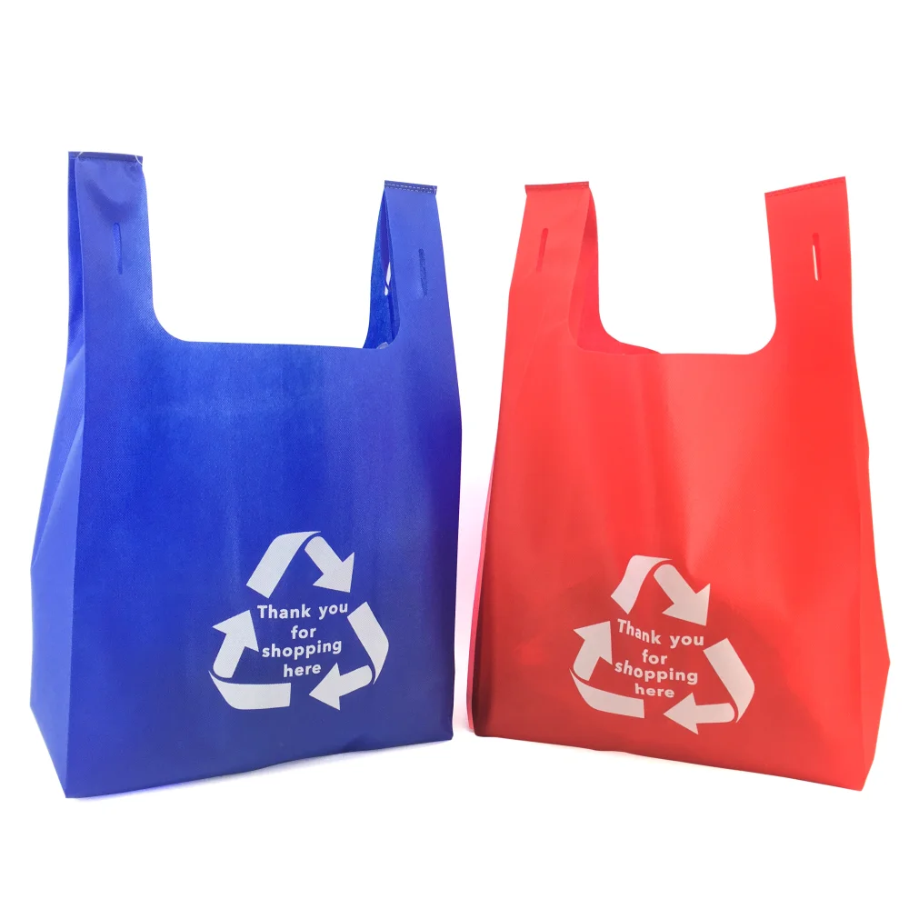 Custom logo printed reusable heat seal non woven vest shopping bag for supermarket - JR23-UL05