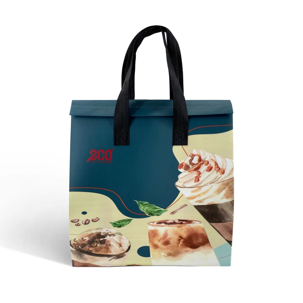 Ultrasonic coated PP non-woven takeaway lunch thermal cooler bag reusable disposable insulated food bag for takeout - JR24IC10 - Detail