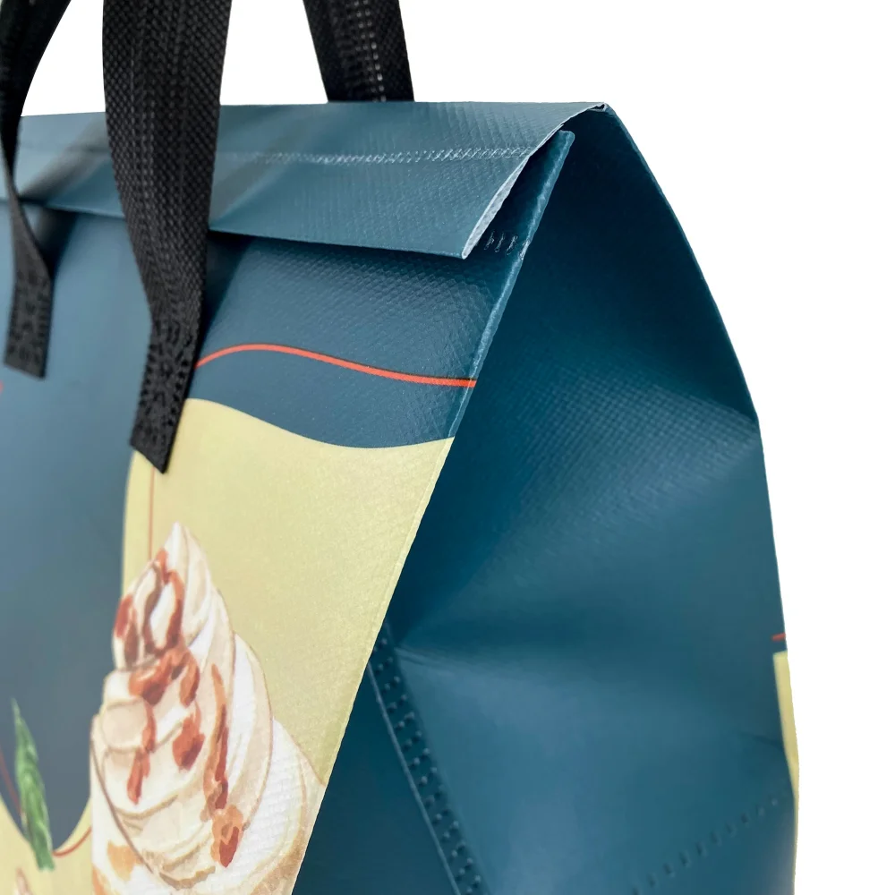 Ultrasonic coated PP non-woven takeaway lunch thermal cooler bag reusable disposable insulated food bag for takeout - JR24IC10 - Detail