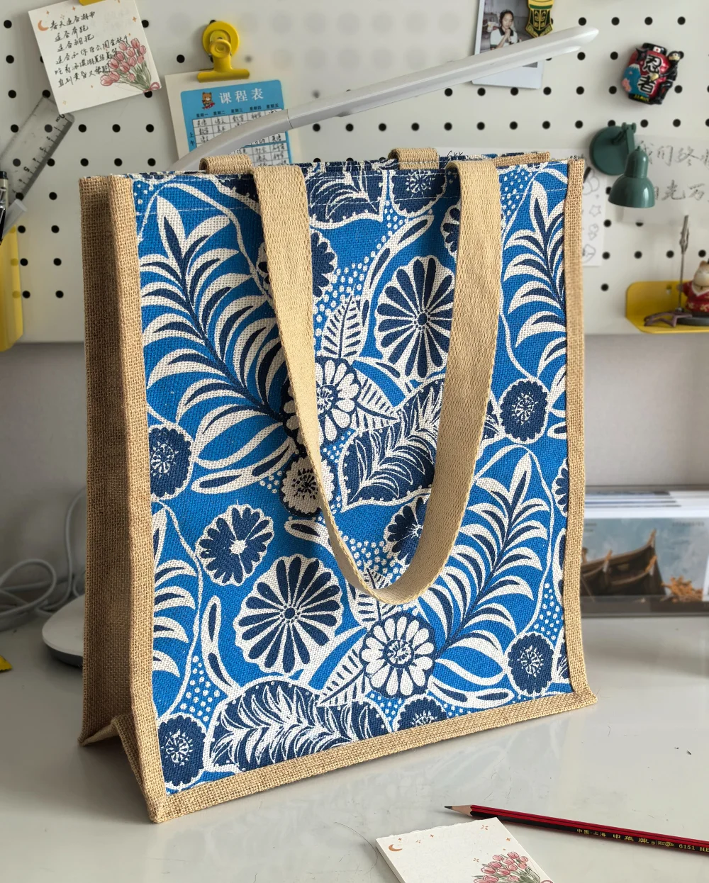 Wholesale Eco-friendly Reusable Canvas Jute Shopping Tote Bag Custom Full Colors Printed with Letter Pattern - JT24511 - Detail