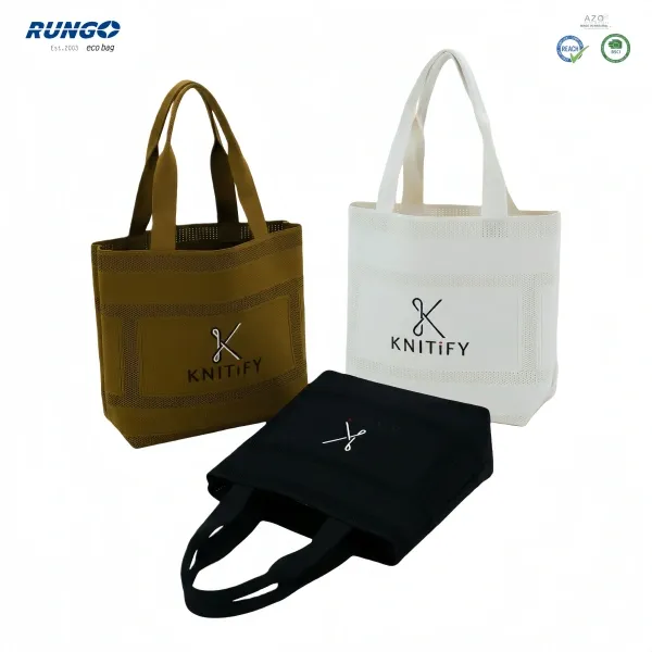 Eco-Friendly Polyester Yarn Material BSCI & REACH Certificate Reusable Knitted Tote Bag with Custom Logo - KB-2503 - Detail