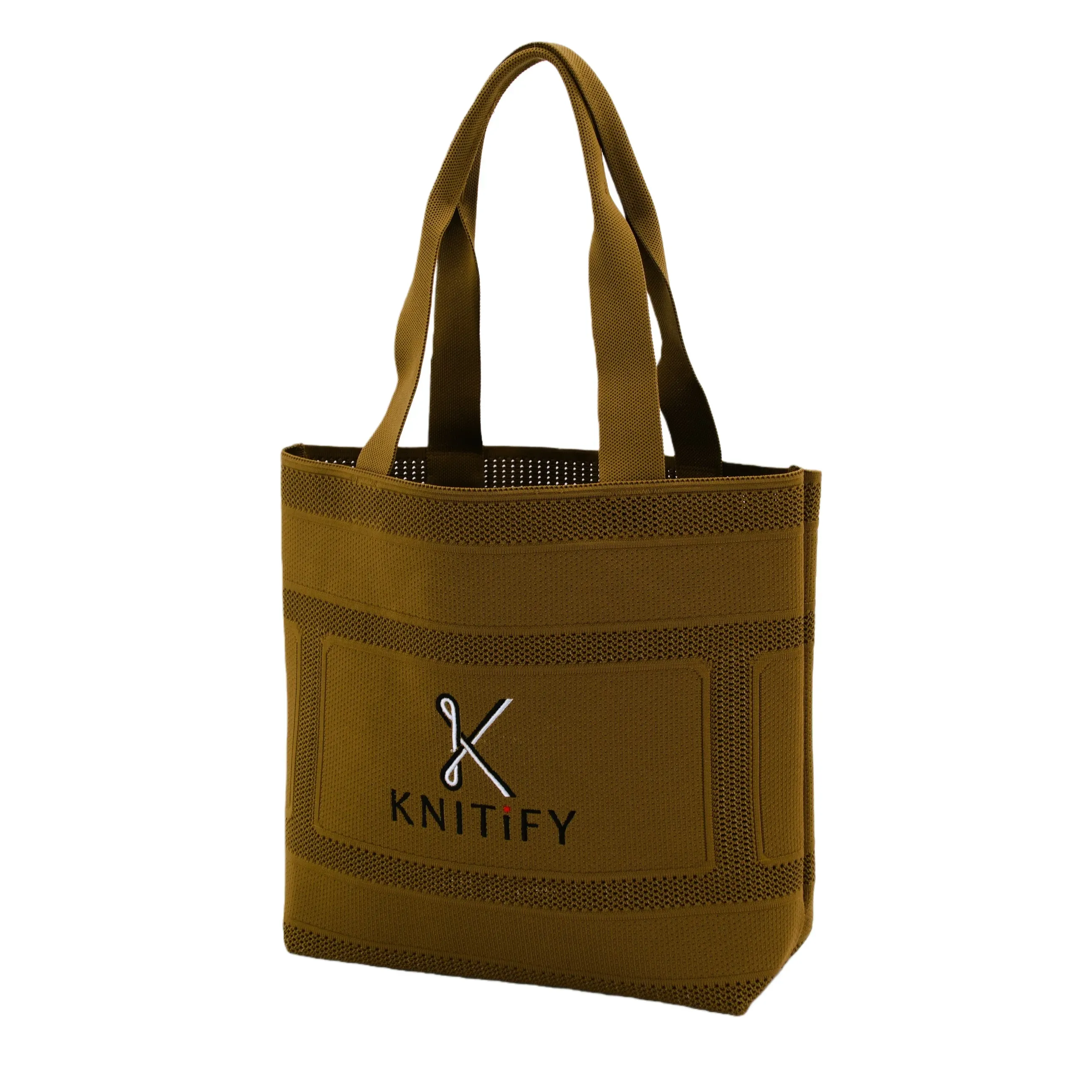 Eco-Friendly Polyester Yarn Material BSCI & REACH Certificate Reusable Knitted Tote Bag with Custom Logo - KB-2503
