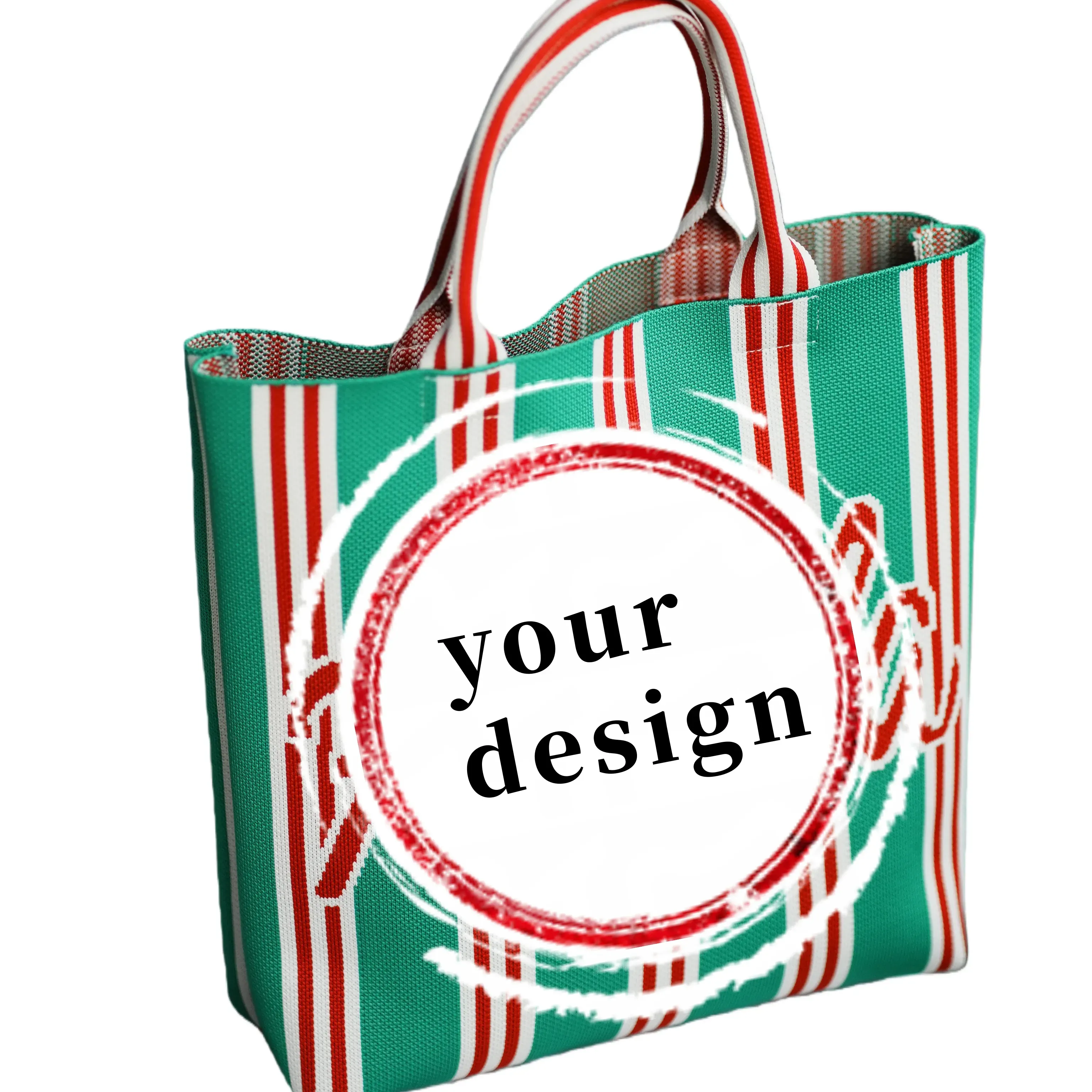 Eco-Friendly Durable Lightweight Reusable Polyester Knitted Tote Bag with Custom Design Foldable & Portable for Women - KB-2507 - Detail