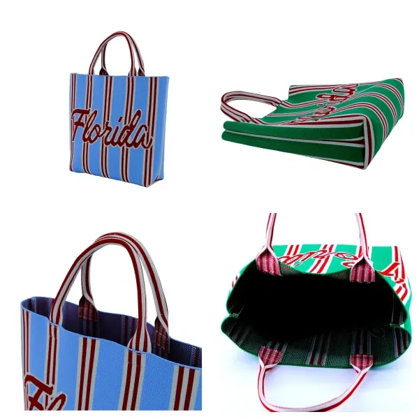 Eco-Friendly Durable Lightweight Reusable Polyester Knitted Tote Bag with Custom Design Foldable & Portable for Women - KB-2507 - Detail