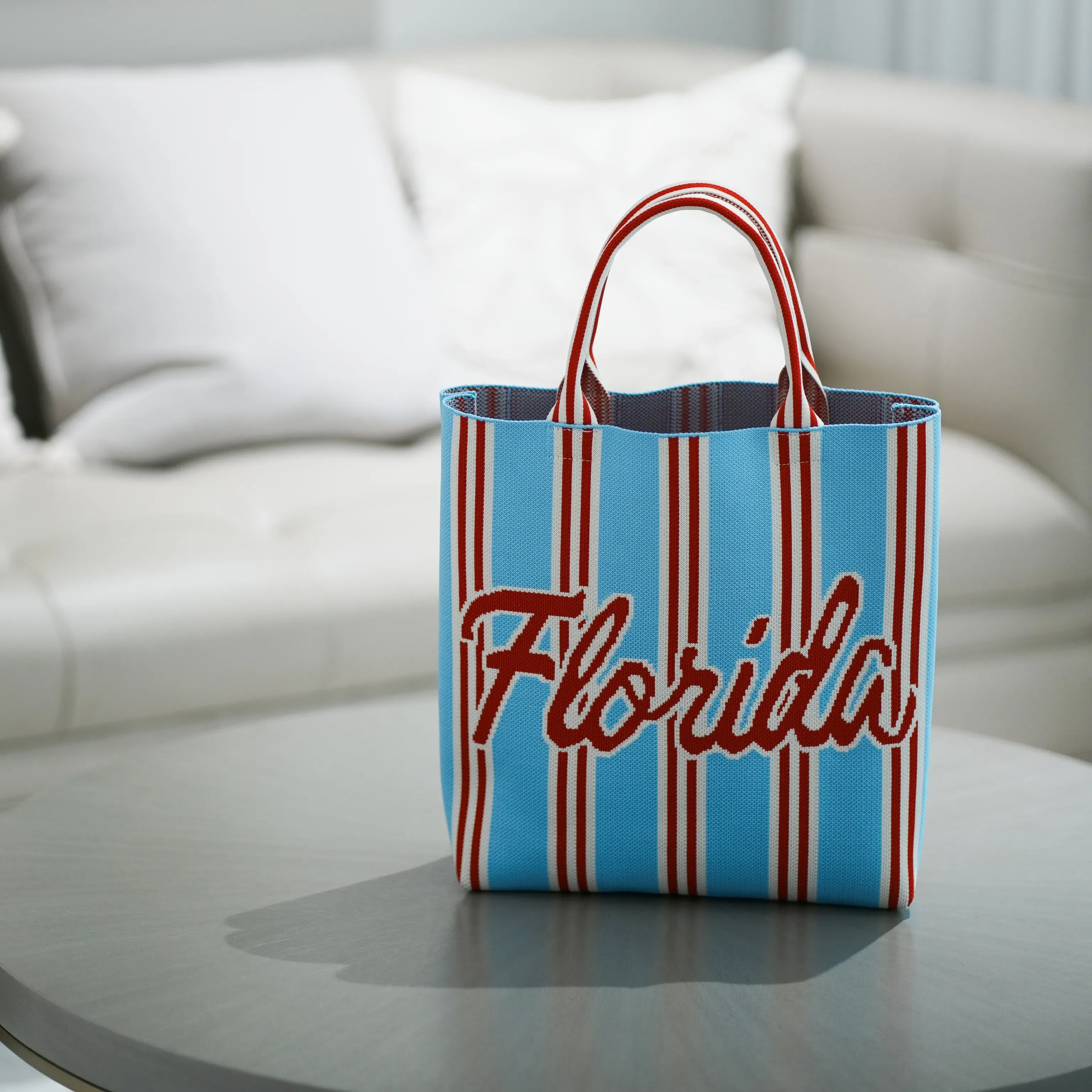 Eco-Friendly Durable Lightweight Reusable Polyester Knitted Tote Bag with Custom Design Foldable & Portable for Women - KB-2507 - Detail