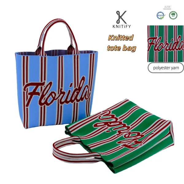 Eco-Friendly Durable Lightweight Reusable Polyester Knitted Tote Bag with Custom Design Foldable & Portable for Women - KB-2507 - Detail