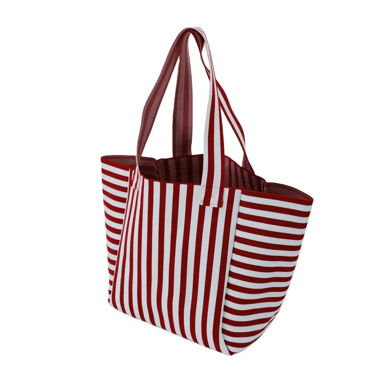 Eco-Friendly Durable Polyester Yarn Striped Knitted Tote Bag for Fashion & Daily Use - KB-2601 - Detail