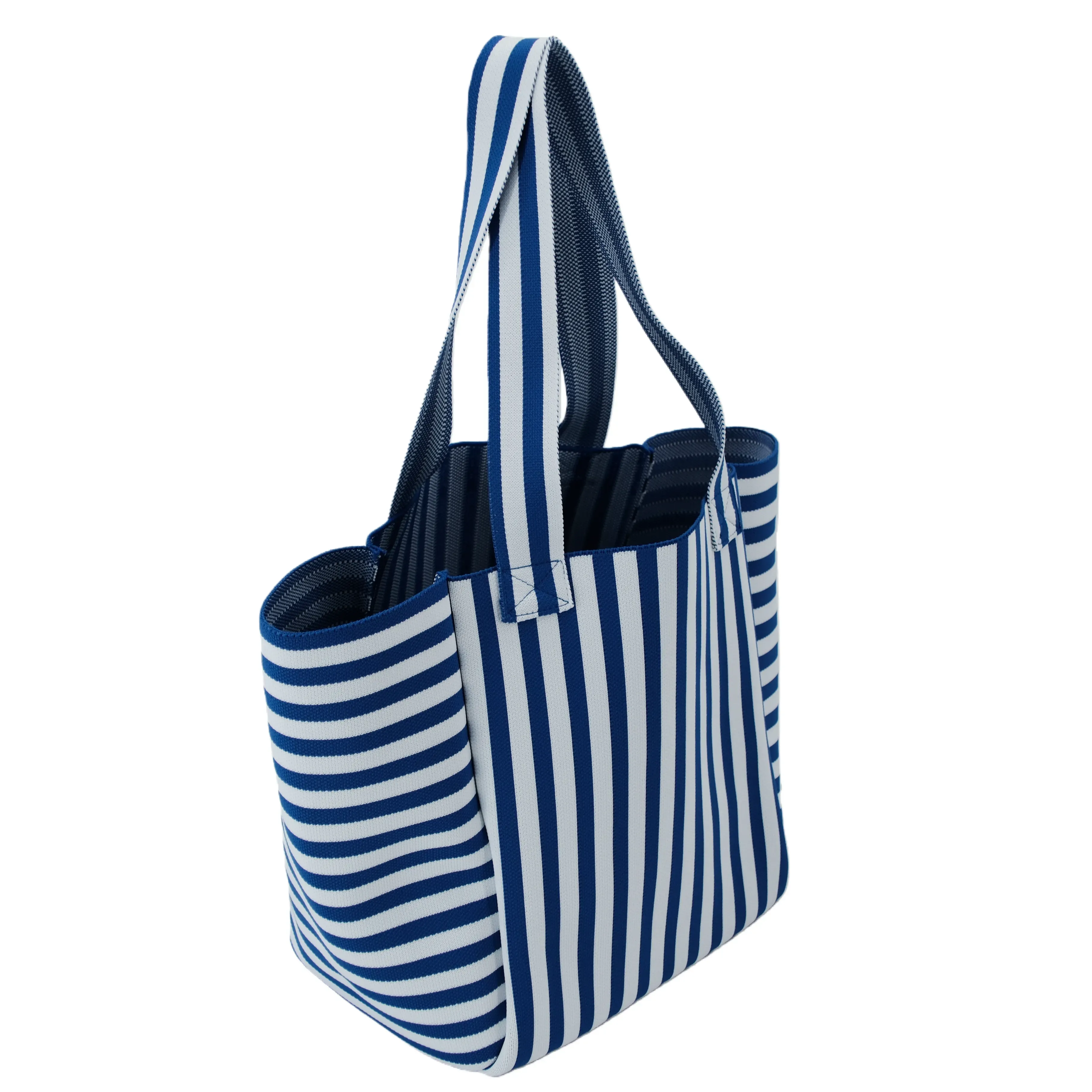 Eco-Friendly Durable Polyester Yarn Striped Knitted Tote Bag for Fashion & Daily Use - KB-2601 - Detail