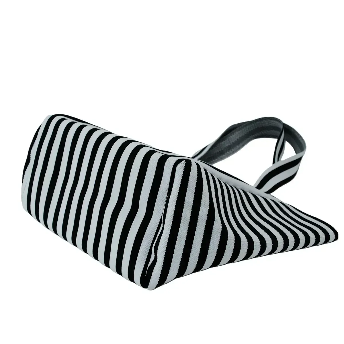 Eco-Friendly Durable Polyester Yarn Striped Knitted Tote Bag for Fashion & Daily Use - KB-2601 - Detail