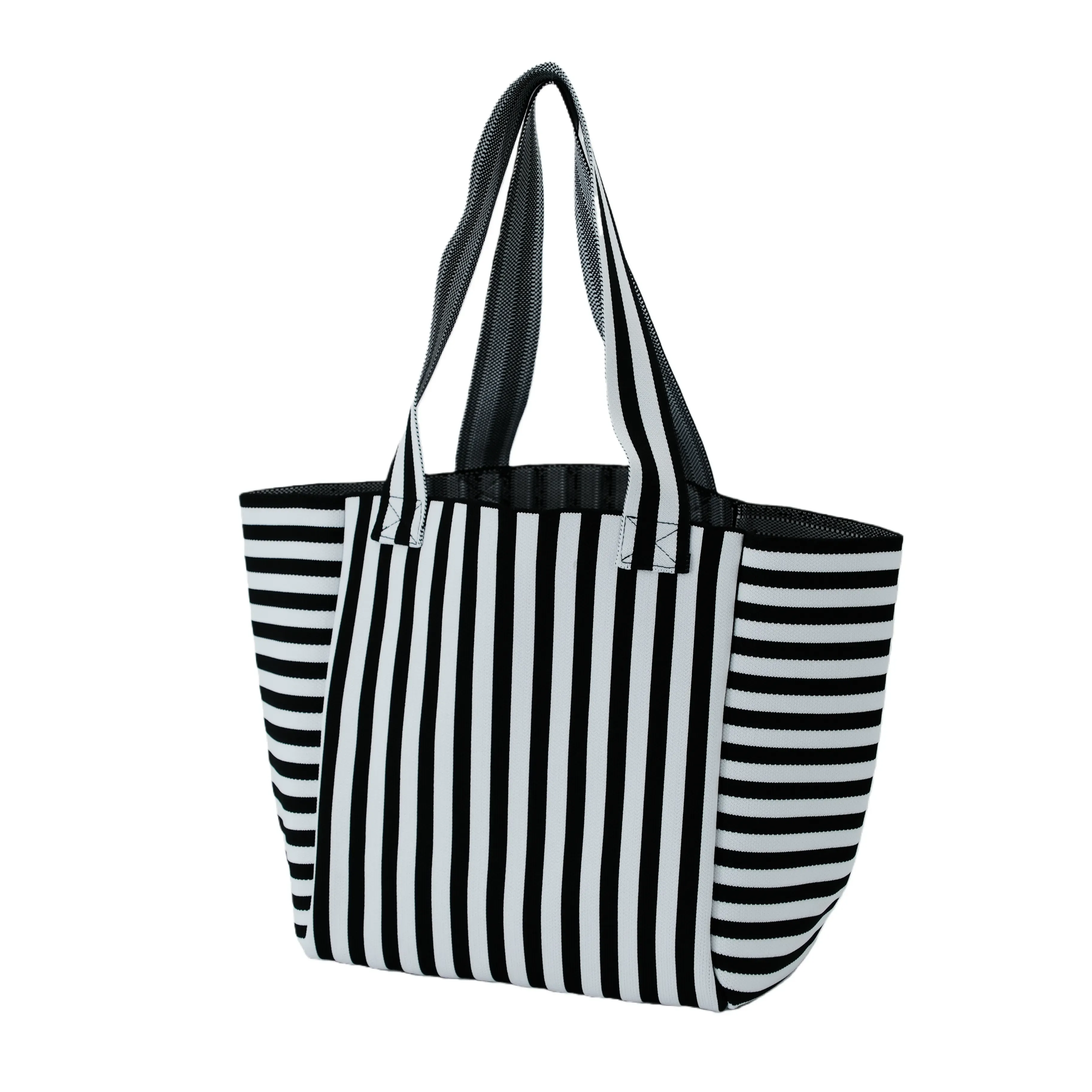 Eco-Friendly Durable Polyester Yarn Striped Knitted Tote Bag for Fashion & Daily Use - KB-2601