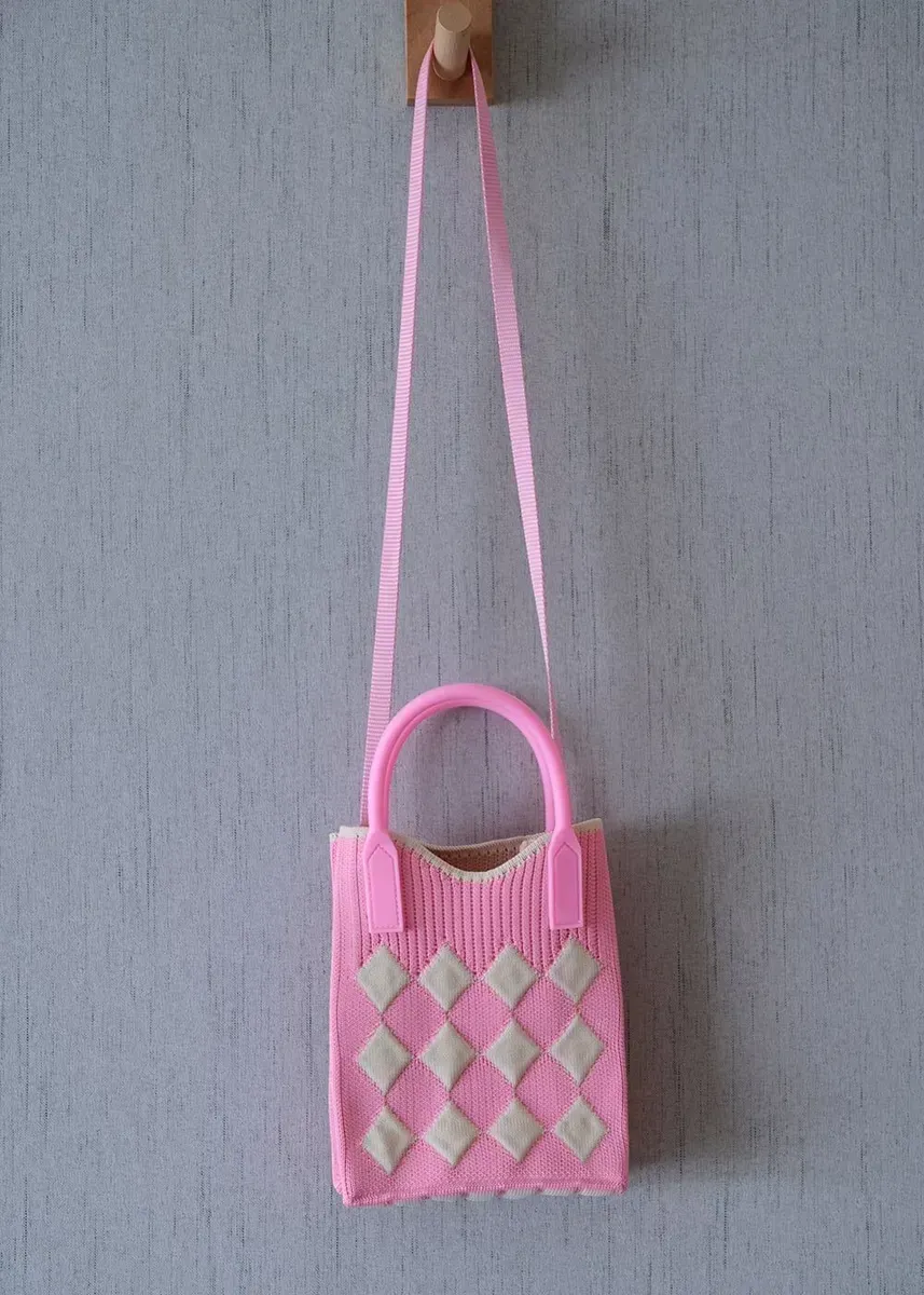 2023 new fashion autumn winter wholesale custom reusable chunky knitted shoulder mine bag for kids and girls - KS2301 - Detail