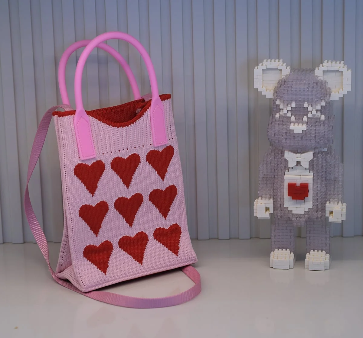 2023 new fashion autumn winter wholesale custom reusable chunky knitted shoulder mine bag for kids and girls - KS2301 - Detail