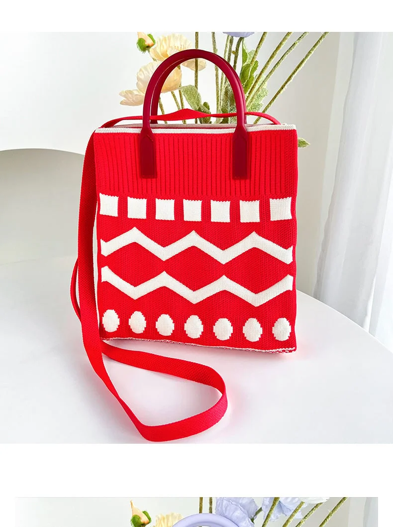 2023 new fashion autumn winter wholesale custom reusable chunky knitted shoulder mine bag for kids and girls - KS2301 - Detail