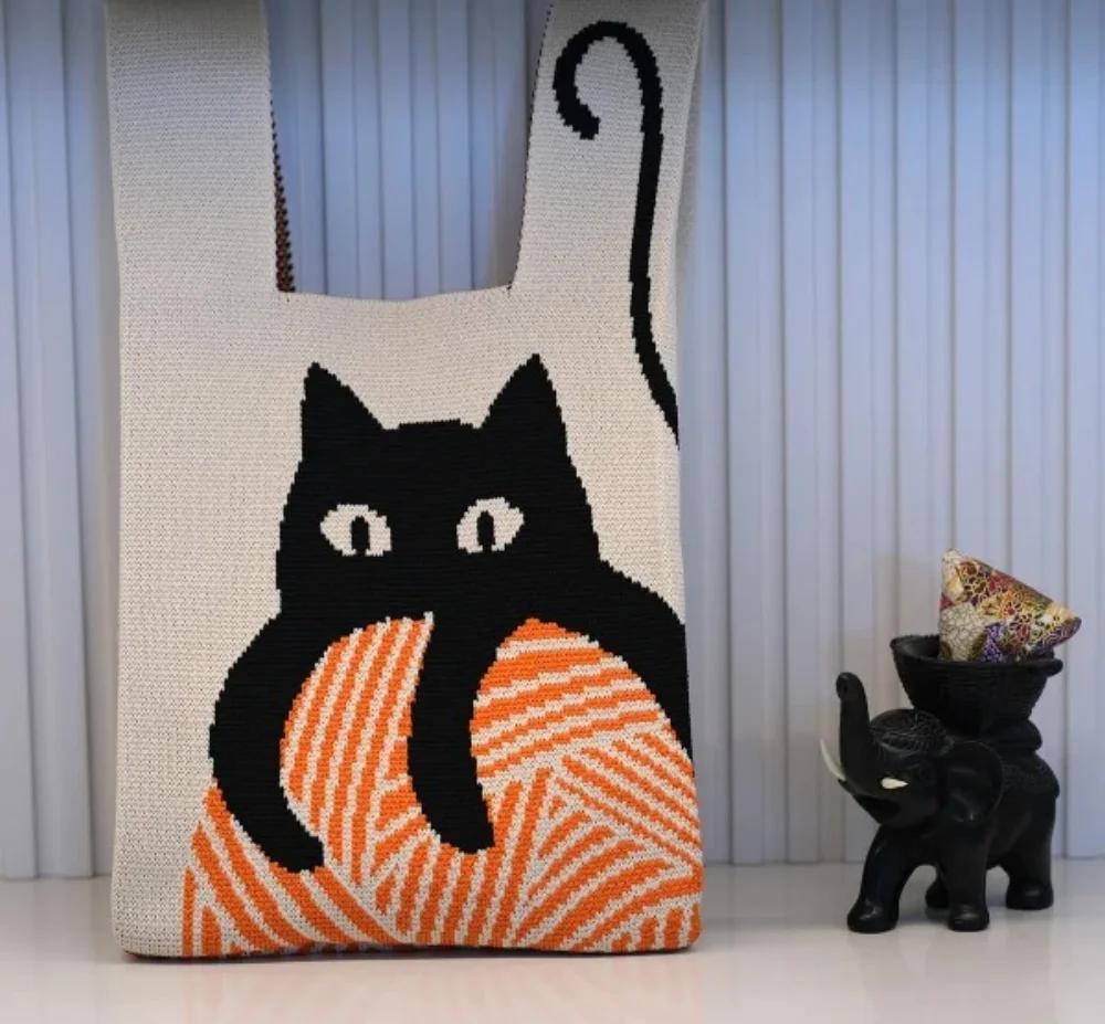 Custom Design Crochet knitted Handbag Fashion Ladies Knitted Tote Bag - KT-A07