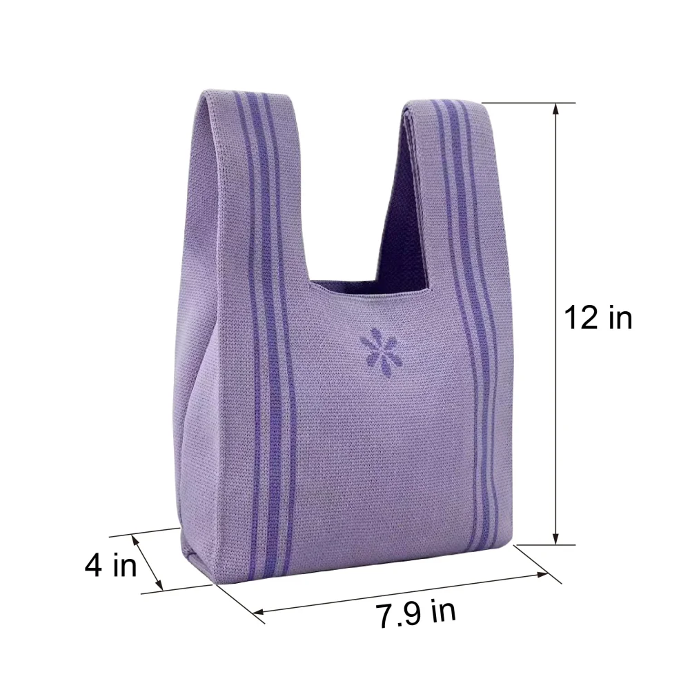 2023 fashion Knitted Weave Handbag Custom christmas Design Crochet Vest knit tote bag - KT-F22 - Detail