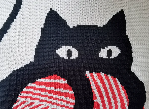 large capacity Reusable Casual Color cat design Shopping Bags Checkered Crochet Knitting Tote Bag Knit Tote Bag For Women - KT-S08 - Detail