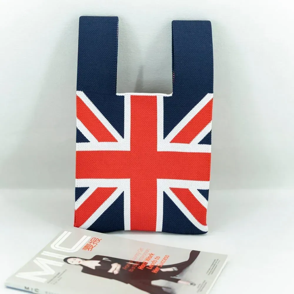 reusable various national flag design customized knitted tote bag - KT04-flag - Detail