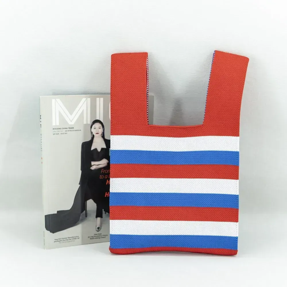 reusable various national flag design customized knitted tote bag - KT04-flag - Detail