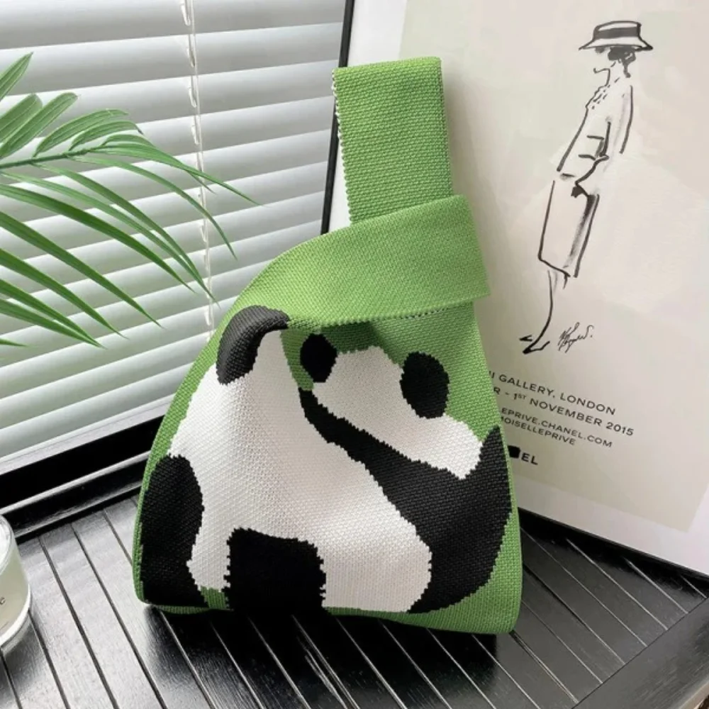 T-shirt style Panda design Fashion Handbags Nylon yarn Knitted Tote Bags For Women and girls - KT23A01-06 - Detail