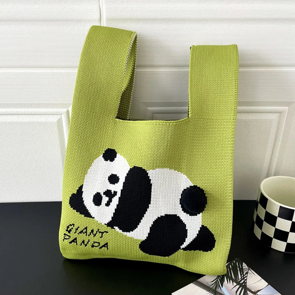 T-shirt style Panda design Fashion Handbags Nylon yarn Knitted Tote Bags For Women and girls - KT23A01-06 - Detail