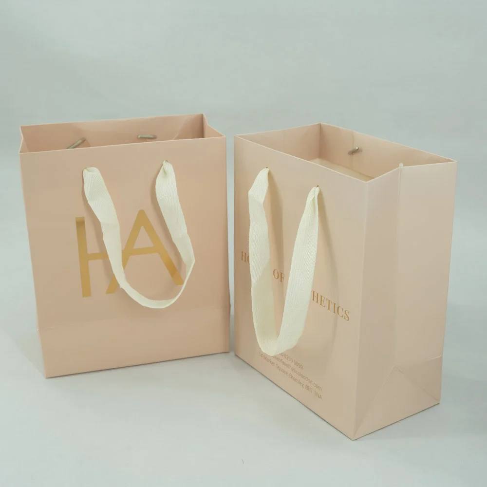 Custom Recyclable eco-friendly paper bags For Beauty Shop - PA23R004