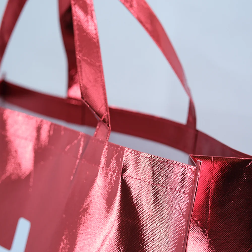 Fashion Red Metallic laminated non woven laminated bags for shopping - PNWG-2324 - Detail