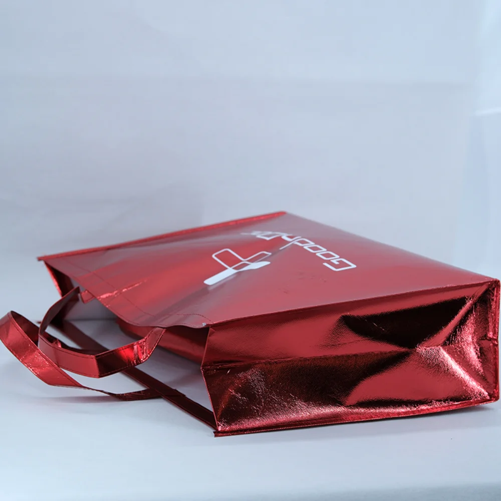 Fashion Red Metallic laminated non woven laminated bags for shopping - PNWG-2324 - Detail